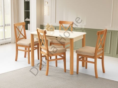 Ares Masa Sandalye Takımı - Ekru/Naturel