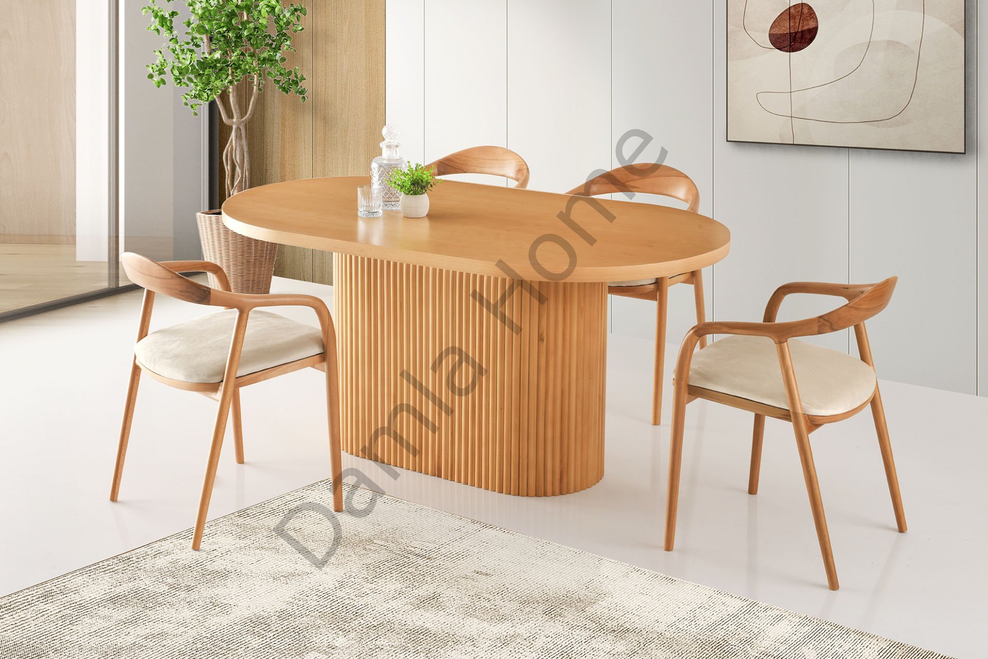 Asos Masa Sandalye Takımı - Kayın/Naturel