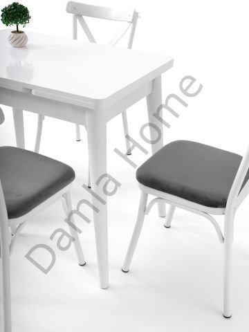 Nilüfer Masa Sandalye Takımı - Beyaz