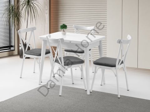 Nilüfer Masa Sandalye Takımı - Beyaz