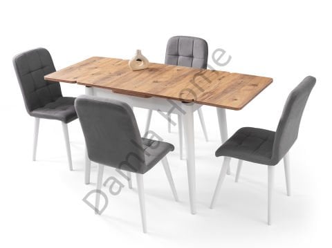 Nilüfer Masa Sandalye Takımı - Çam/Beyaz