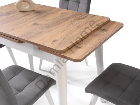 Nilüfer Masa Sandalye Takımı - Çam/Beyaz