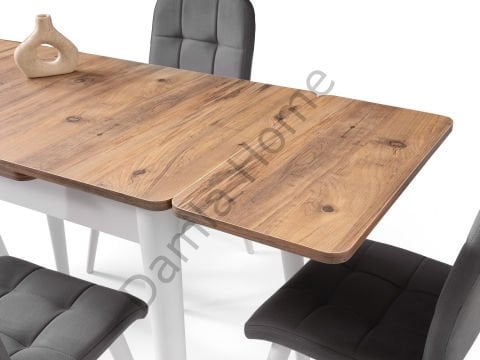 Nilüfer Masa Sandalye Takımı - Çam/Beyaz