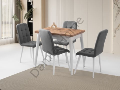 Nilüfer Masa Sandalye Takımı - Çam/Beyaz