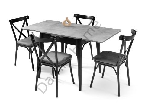 Rüzgar Masa Sandalye Takımı - Gri/Siyah