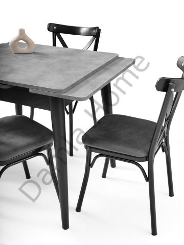 Rüzgar Masa Sandalye Takımı - Gri/Siyah