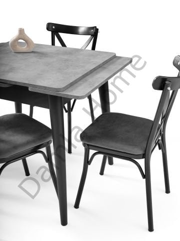 Rüzgar Masa Sandalye Takımı - Gri/Siyah