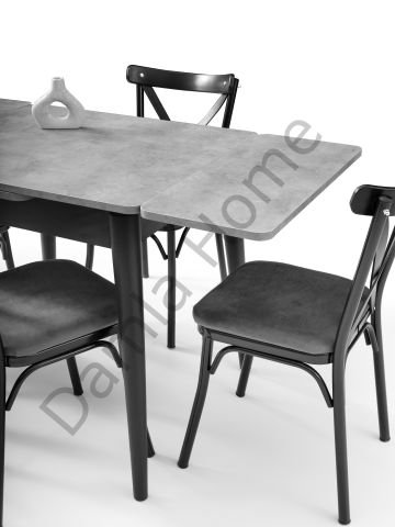 Rüzgar Masa Sandalye Takımı - Gri/Siyah