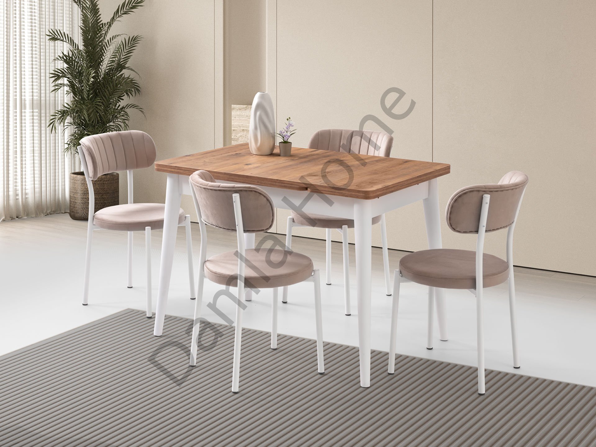 Ece Masa Sandalye Takımı - Çam/Beyaz
