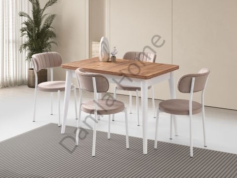 Ece Masa Sandalye Takımı - Çam/Beyaz