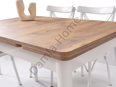 Ece Masa Sandalye Takımı - Çam/Beyaz