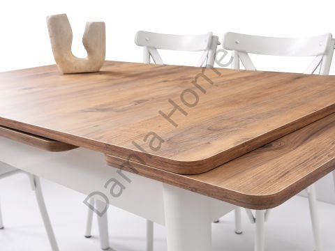 Ece Masa Sandalye Takımı - Çam/Beyaz