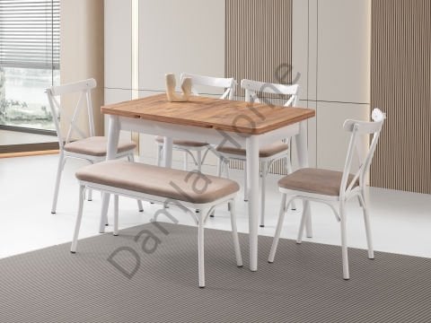 Ece Masa Sandalye Takımı - Çam/Beyaz