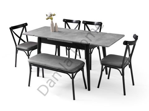 Ece Masa Sandalye Takımı - Gri/Siyah