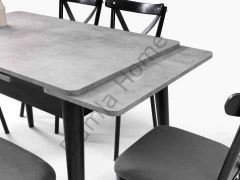 Ece Masa Sandalye Takımı - Gri/Siyah