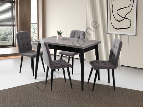 Ece Masa Sandalye Takımı - Gri/Siyah
