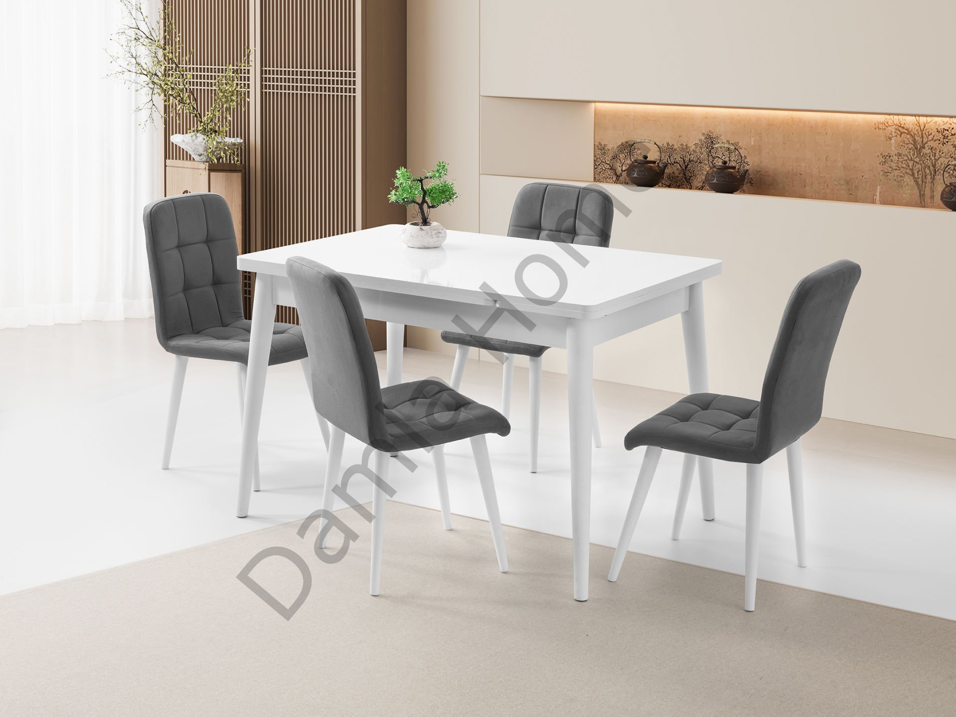 Burgaz Masa Sandalye Takımı - Beyaz