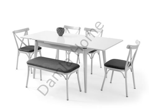 Burgaz Masa Sandalye Takımı - Beyaz