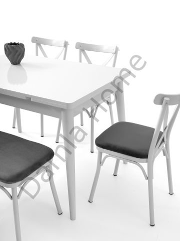 Burgaz Masa Sandalye Takımı - Beyaz