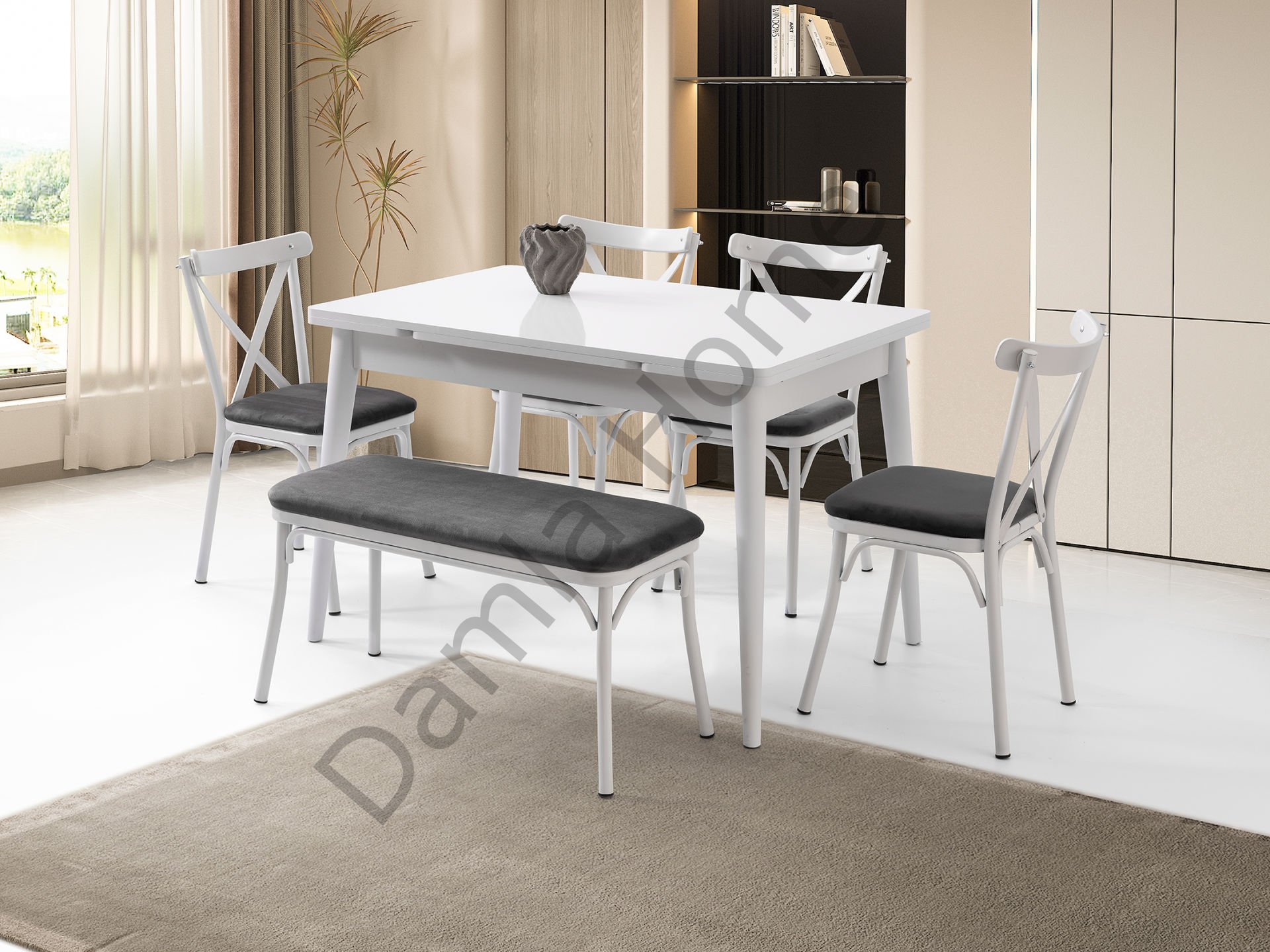 Burgaz Masa Sandalye Takımı - Beyaz