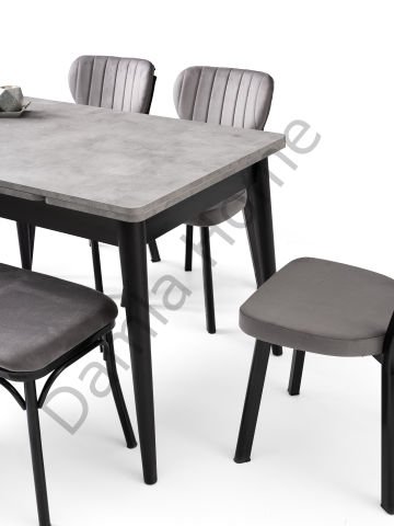 Burgaz Masa Sandalye Takımı - Gri/Siyah