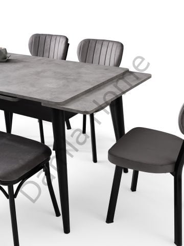 Burgaz Masa Sandalye Takımı - Gri/Siyah