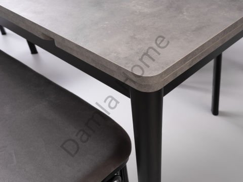 Burgaz Masa Sandalye Takımı - Gri/Siyah