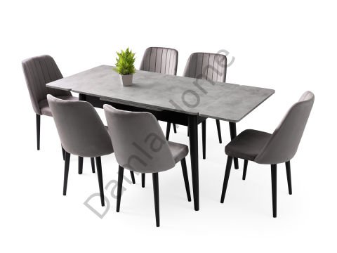 Burgaz Masa Sandalye Takımı - Gri/Siyah