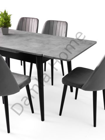 Burgaz Masa Sandalye Takımı - Gri/Siyah