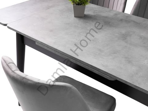 Burgaz Masa Sandalye Takımı - Gri/Siyah