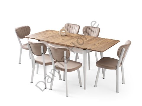 Burgaz Masa Sandalye Takımı - Çam/Beyaz