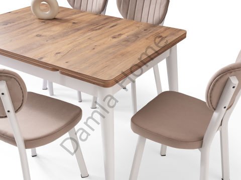 Burgaz Masa Sandalye Takımı - Çam/Beyaz