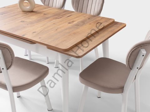 Burgaz Masa Sandalye Takımı - Çam/Beyaz