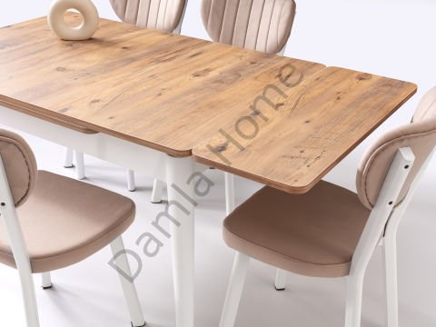 Burgaz Masa Sandalye Takımı - Çam/Beyaz