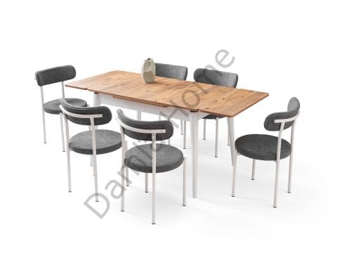 Burgaz Masa Sandalye Takımı - Çam/Beyaz