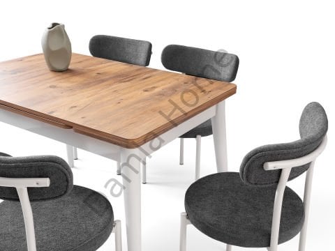 Burgaz Masa Sandalye Takımı - Çam/Beyaz