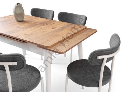 Burgaz Masa Sandalye Takımı - Çam/Beyaz