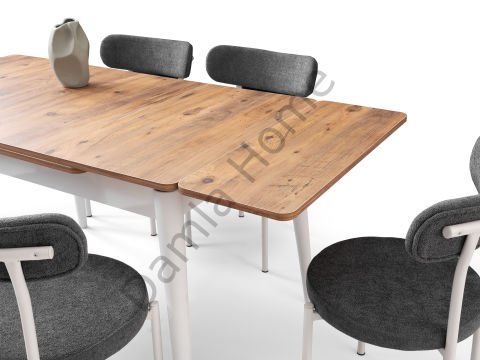 Burgaz Masa Sandalye Takımı - Çam/Beyaz