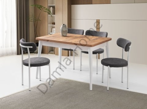 Burgaz Masa Sandalye Takımı - Çam/Beyaz