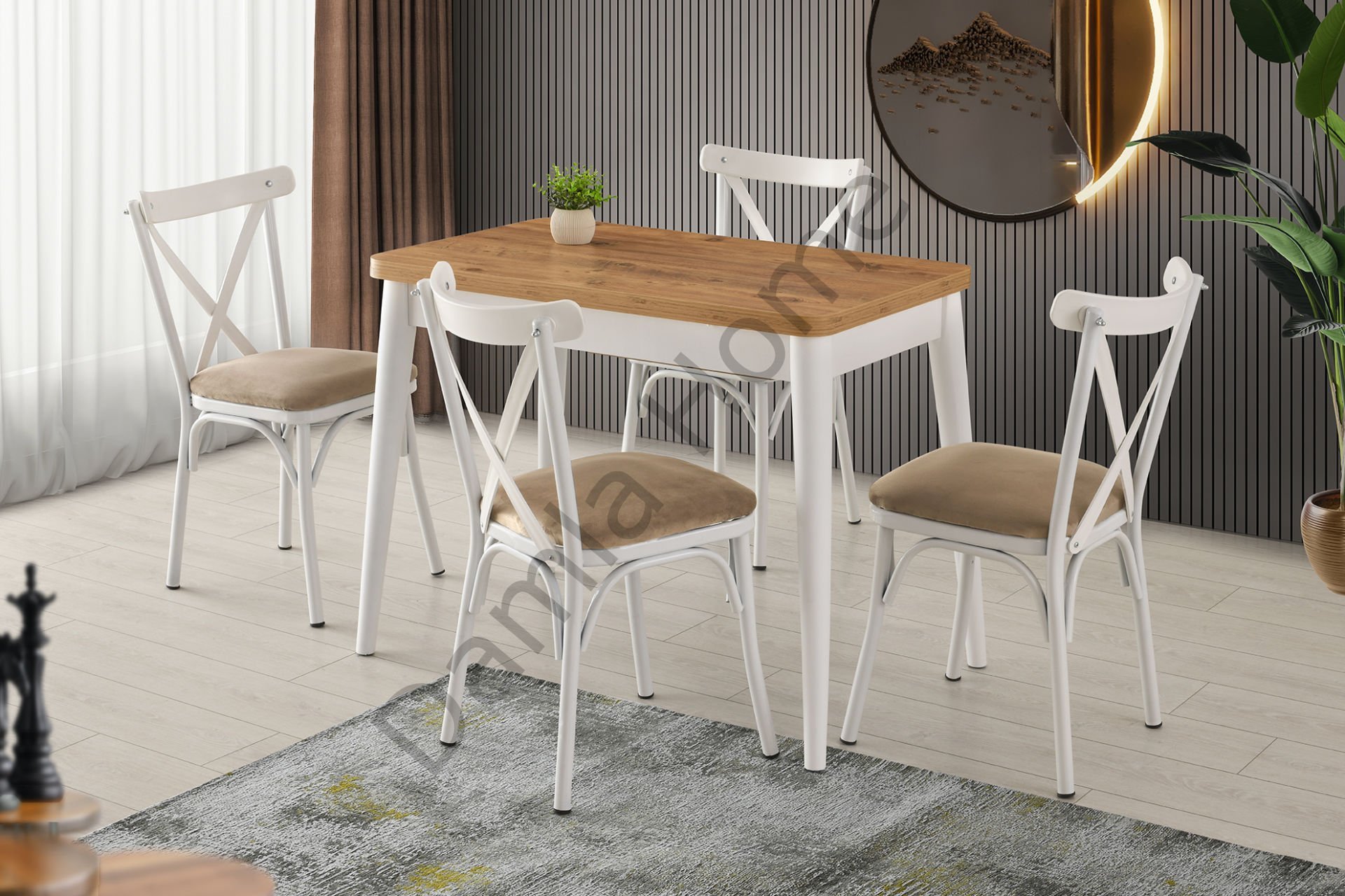 Rüya Masa Sandalye Takımı - Çam/Beyaz