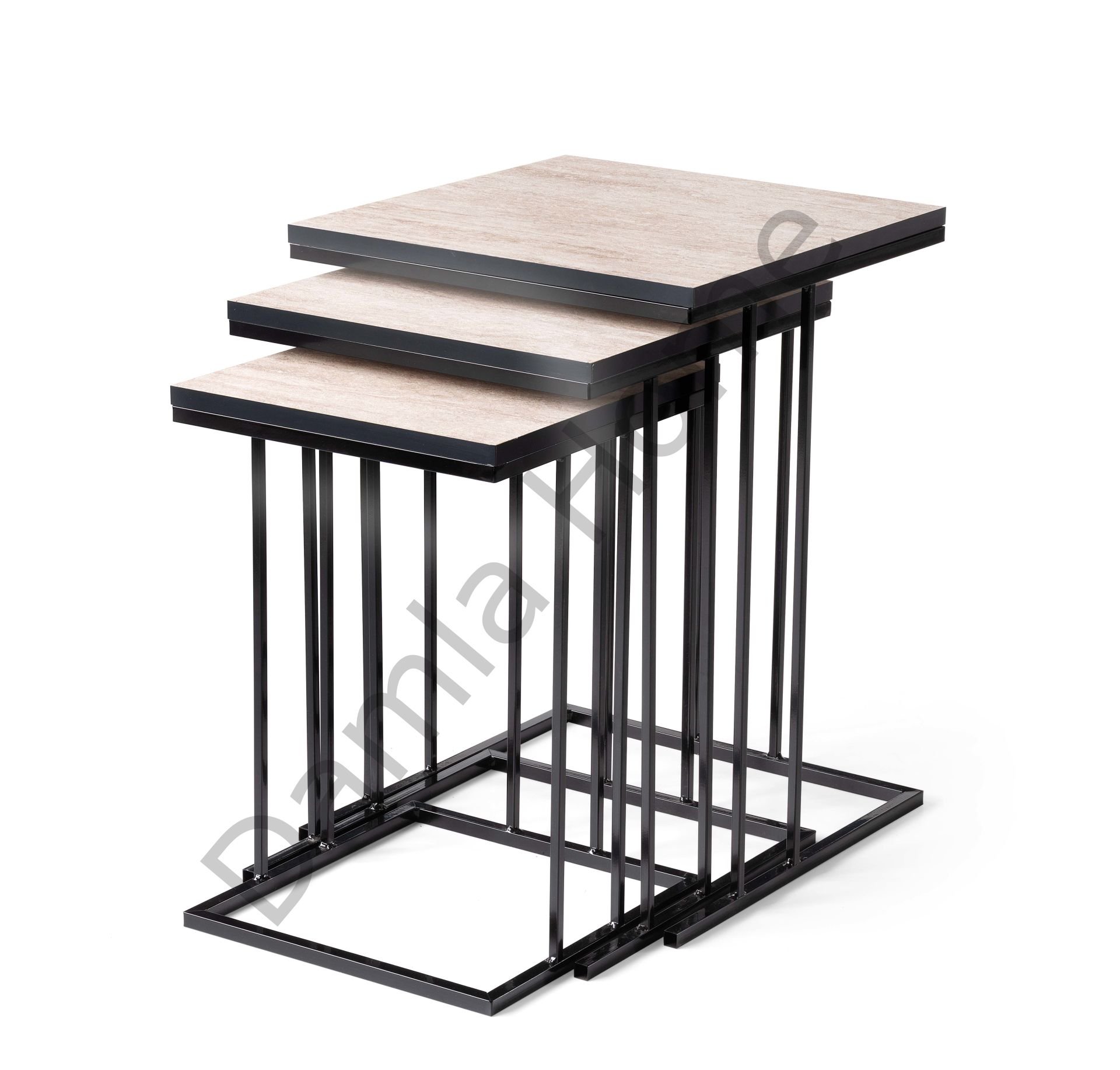 Elit Zigon Sehpa - Siyah/Traverten