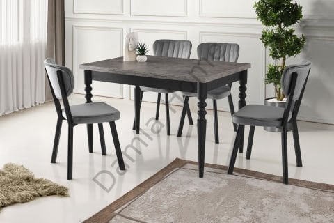 Didim Masa Sandalye Takımı - Gri/Siyah