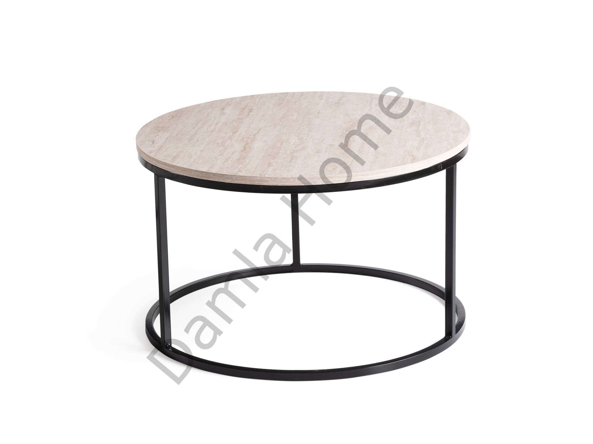 Sedef Orta Sehpa - Siyah/Traverten