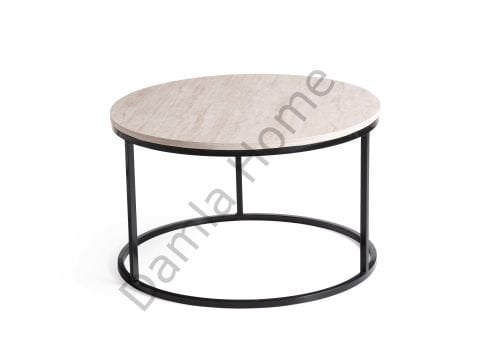 Sedef Orta Sehpa - Siyah/Traverten