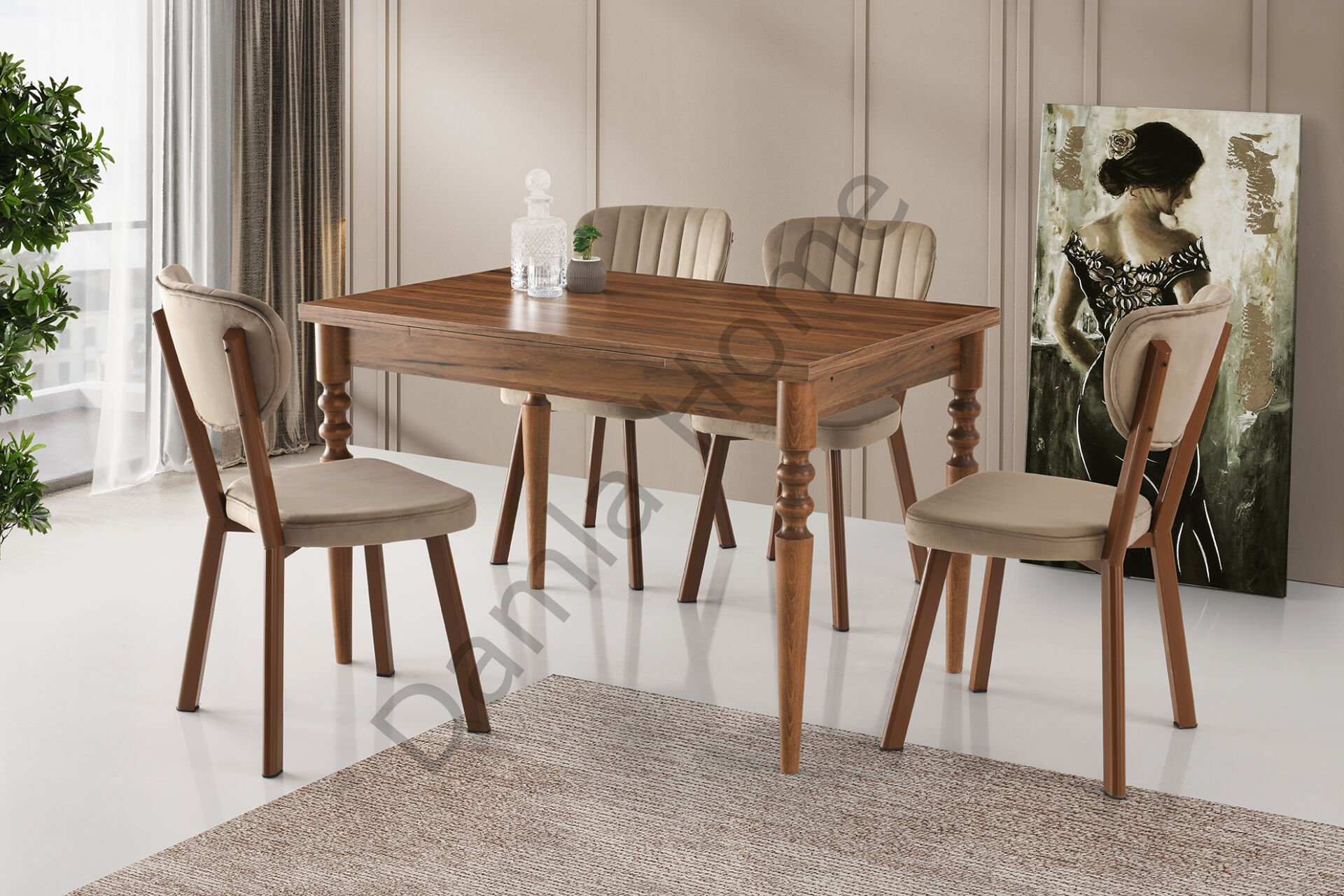 Didim Masa Sandalye Takımı - Ceviz