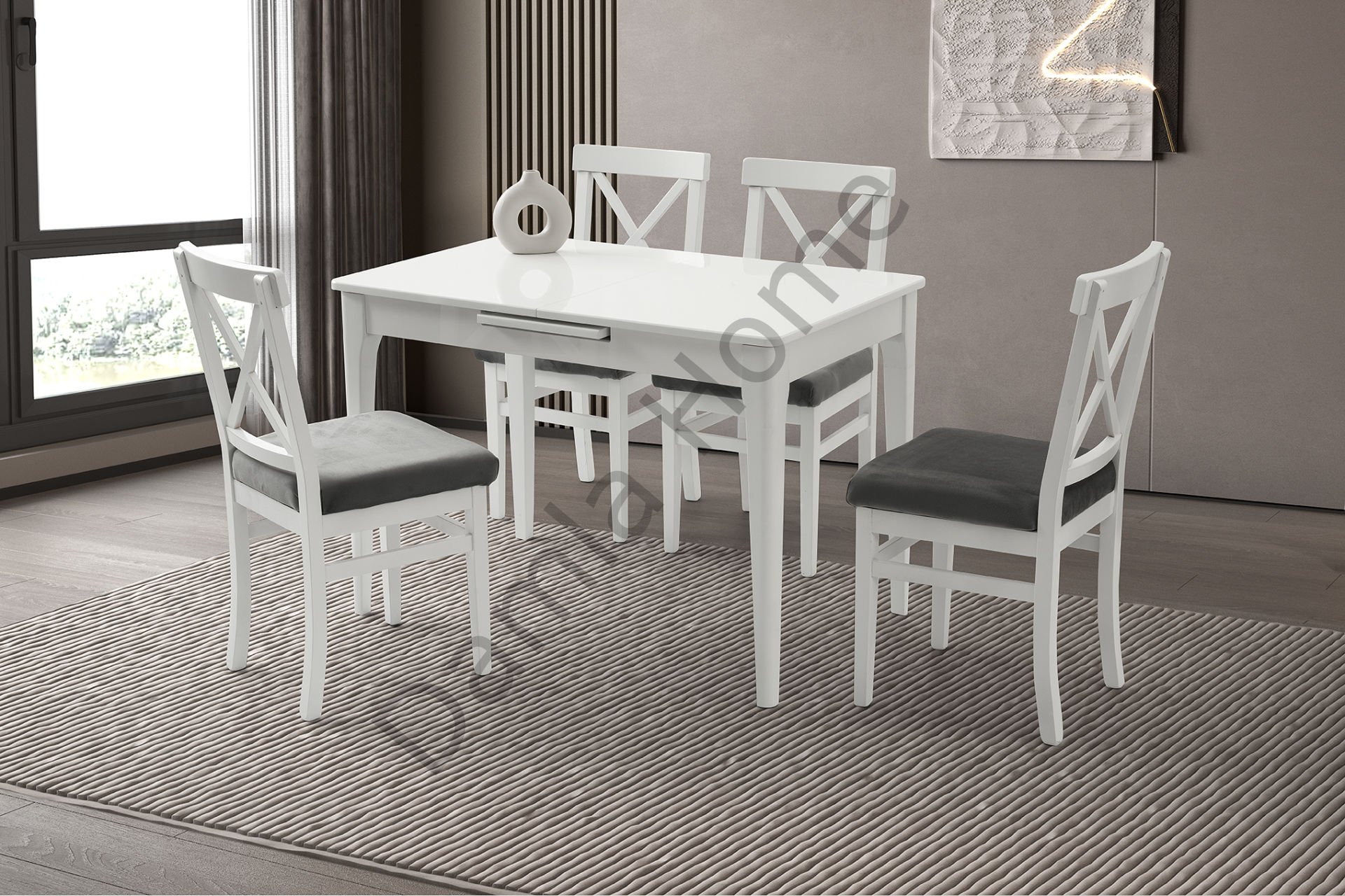 Göksu Masa Sandalye Takımı - Beyaz