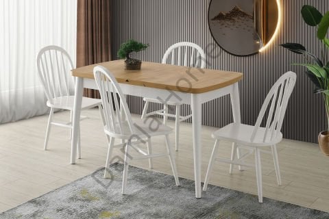 Kelebek Masa Sandalye Takımı - Meşe/Beyaz