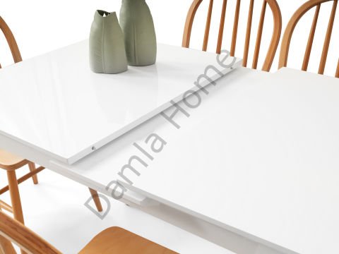 Safir Masa Sandalye Takımı - Beyaz/Naturel