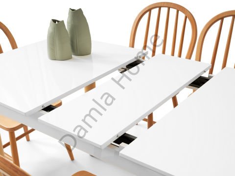 Safir Masa Sandalye Takımı - Beyaz/Naturel