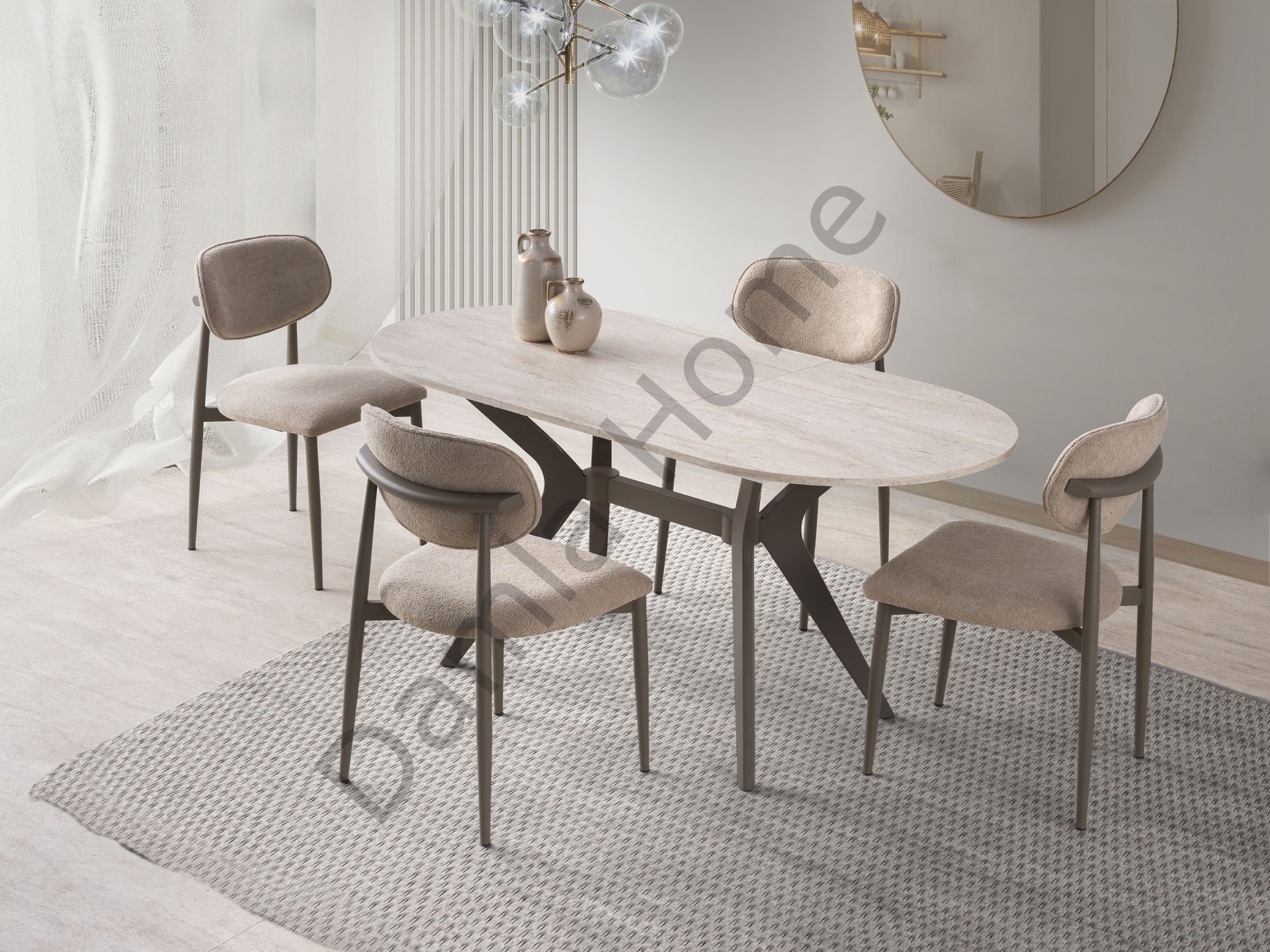 Haliç Masa Sandalye Takımı - Traverten/Cappucino